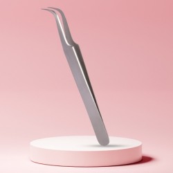 Long Lashes szempilla csipesz hajlított, ezüst