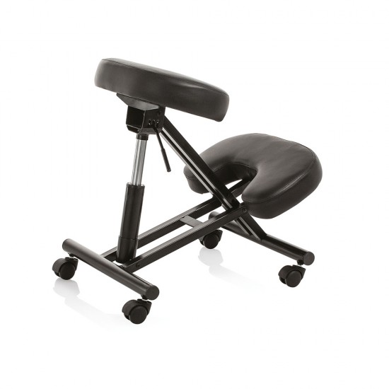 Ergonomikus gurulós térdeplőszék, gázrugóval fekete