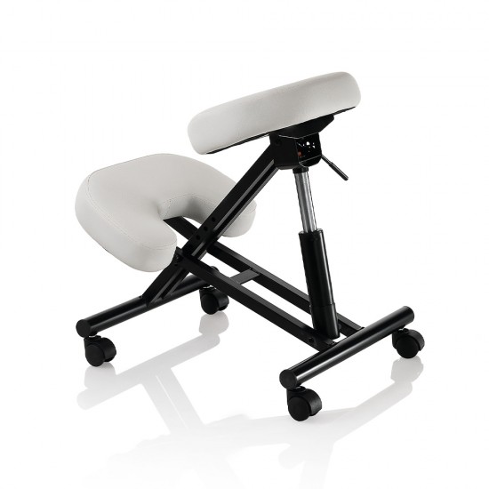 Ergonomikus gurulós térdeplőszék, gázrugóval, fehér