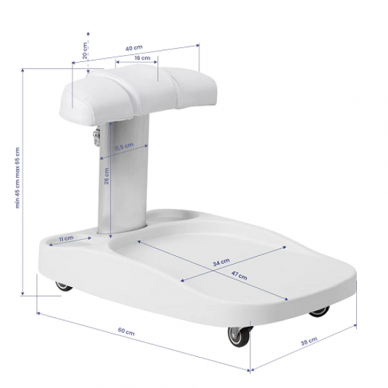 Pedikűrös lábtartó és lábáztató állvány FEHÉR
