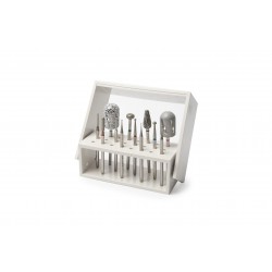 Diabéteszes köröm- és bőrkezelő frézer szett (12 db-os) + sterilizáló box és állvány