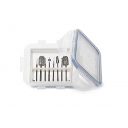 Diabéteszes köröm- és bőrkezelő frézer szett (12 db-os) + sterilizáló box és állvány